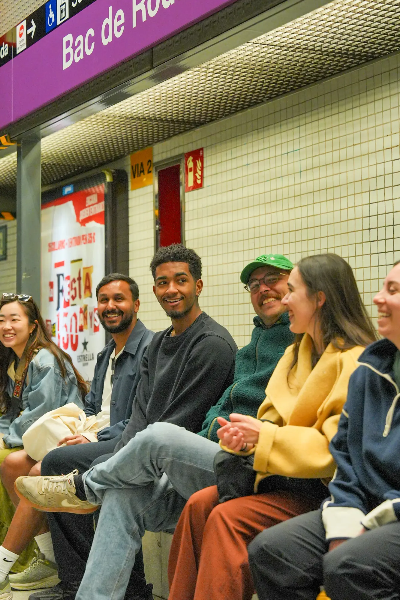 Students on a metro platform