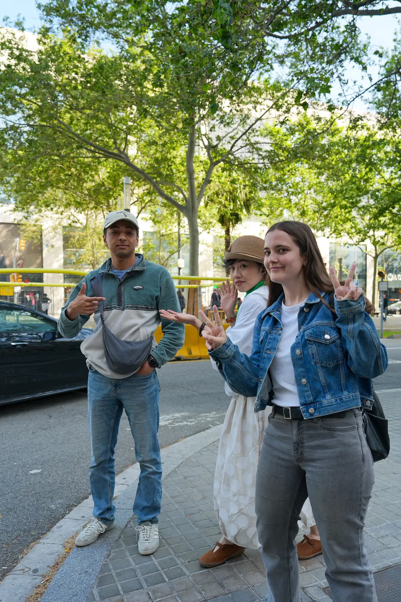 Blau students talking on a street in Poblenou