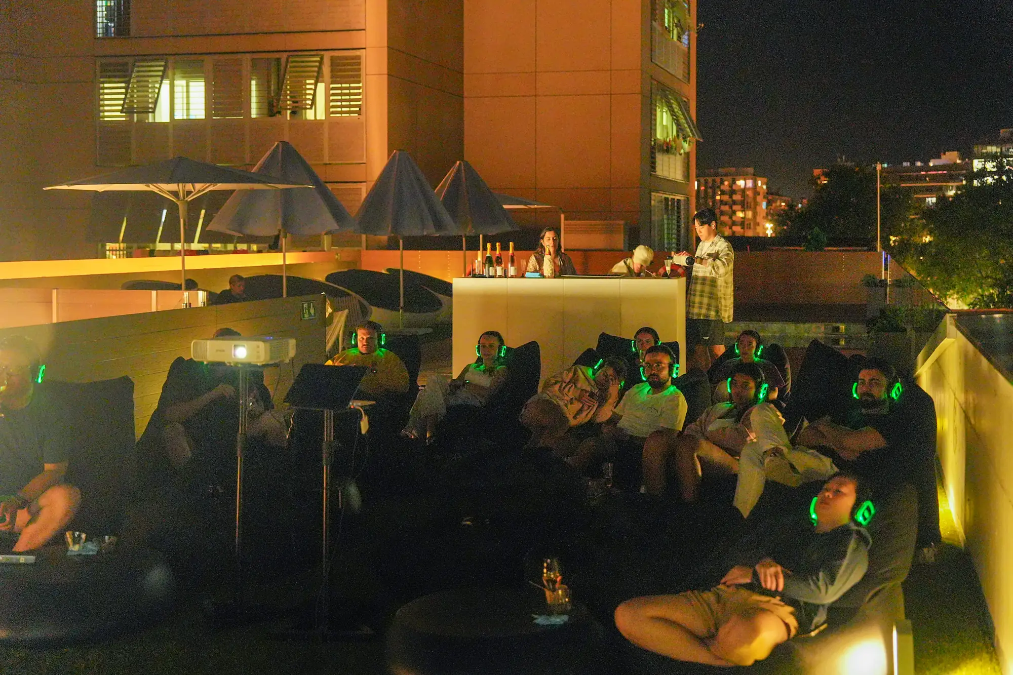 Open-air cinema night on the rooftop